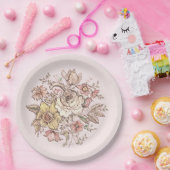 Floraison - roze papieren borden bordje (Feest)