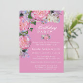 Floral 00th Birthday Party Kaart (Staand voorkant)