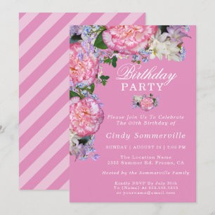 Floral 00th Birthday Party Kaart