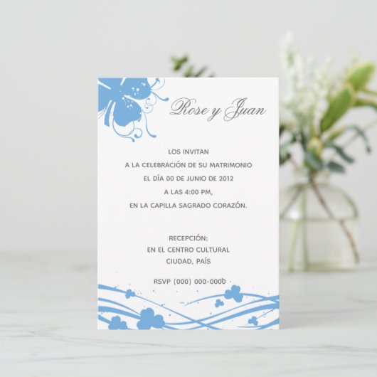 Floral-02 - Invitación de Boda Kaart (Staand voorkant)
