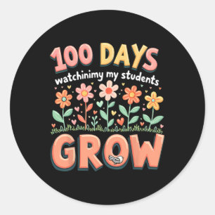 Floral 100 dagen kijken hoe mijn studenten leraren ronde sticker