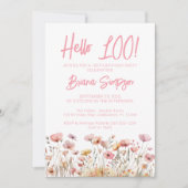 Floral 100e verjaardag van de roze Floral Kaart (Voorkant)