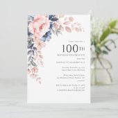 Floral 100e verjaardag van de roze Floral Kaart (Staand voorkant)