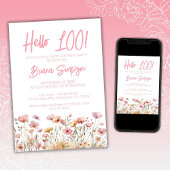 Floral 100e verjaardag van de roze Floral Kaart