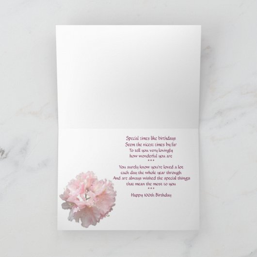 Floral 100ste verjaardag Gefeliciteerd Kaart (Binnen)