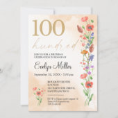 Floral 100th Birthday – Golden Wildflowers Design Kaart (Voorkant)