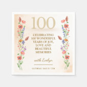 Floral 100th Birthday – Golden Wildflowers Design Servet (Voorkant)