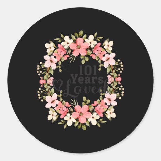 Floral 101st 101 jaar geliefd mam oma ronde sticker (Voorkant)