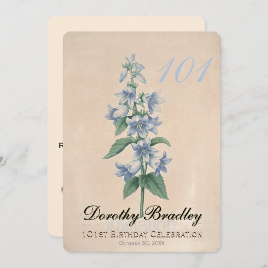  Floral 101st Birthday Celebration Custom Kaart (Voorkant / Achterkant)