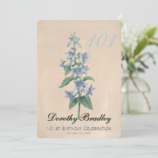  Floral 101st Birthday Celebration Custom Kaart (Staand voorkant)