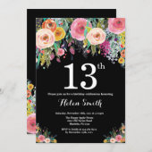 Floral 13e verjaardag uitnodiging (Voorkant / Achterkant)