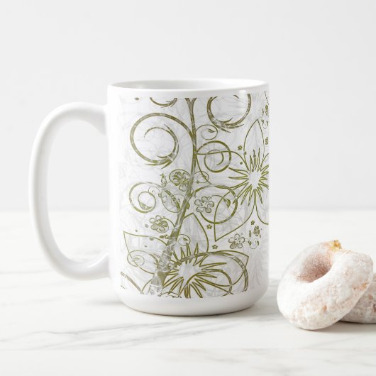 Floral, 15 oz koffiemok (Met donut)