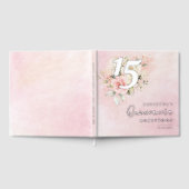 Floral 15 verjaardagsfeest zilverfolie script gastenboek (Volledig)