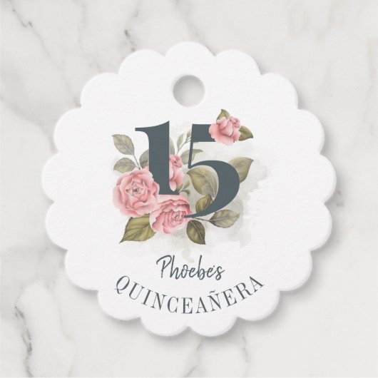 Floral 15e verjaardag Quinceanera Rustic Bedankjes Labels (Voorkant)