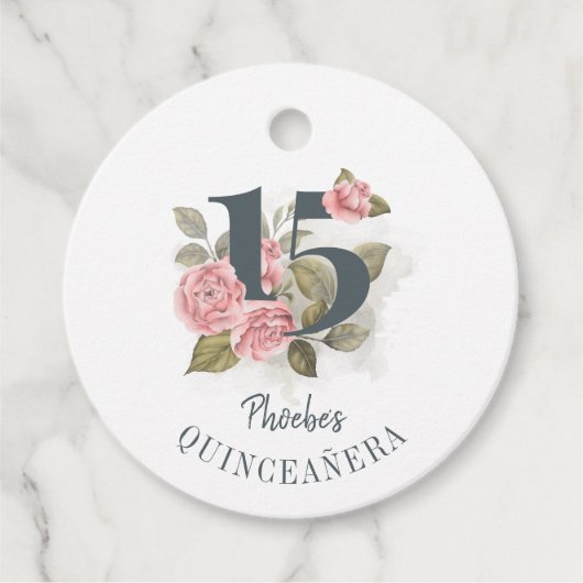 Floral 15e verjaardag Quinceanera Rustic Bedankjes Labels (Voorkant)