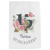 Floral 15e verjaardag Quinceanera Rustic Medium Cadeauzakje (Voorkant)