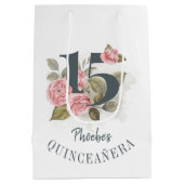 Floral 15e verjaardag Quinceanera Rustic Medium Cadeauzakje (Achterkant)