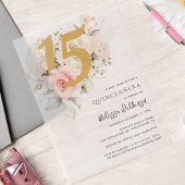 Floral 15e verjaardag Quinceanera Vellum Uitnodigingen