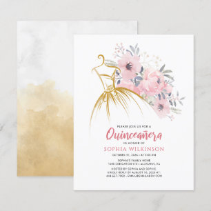 Floral 15th Birthday Faux Gold Dress Modern