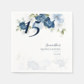 Floral 15th Birthday Quinceanera Dusty Blue Paper Servet (Voorkant)