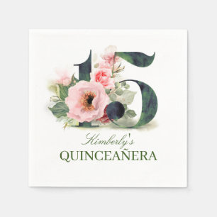 Floral 15th Quinceanera Birthday Servet