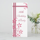 Floral 16e verjaardag kaart (Staand voorkant)