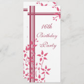 Floral 16e verjaardag kaart (Voorkant / Achterkant)