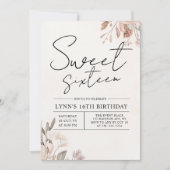 Floral 16e Verjaardagsfeest Kaart (Voorkant)