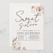 Floral 16e Verjaardagsfeest Kaart (Voorkant / Achterkant)