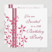 Floral 17th Birthday Party Kaart (Voorkant / Achterkant)