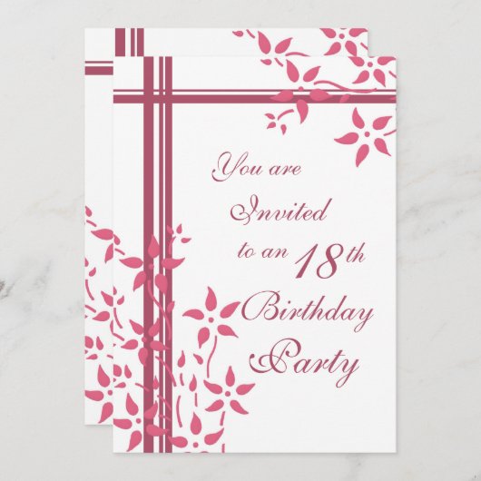 Floral 18e verjaardag kaart (Voorkant / Achterkant)