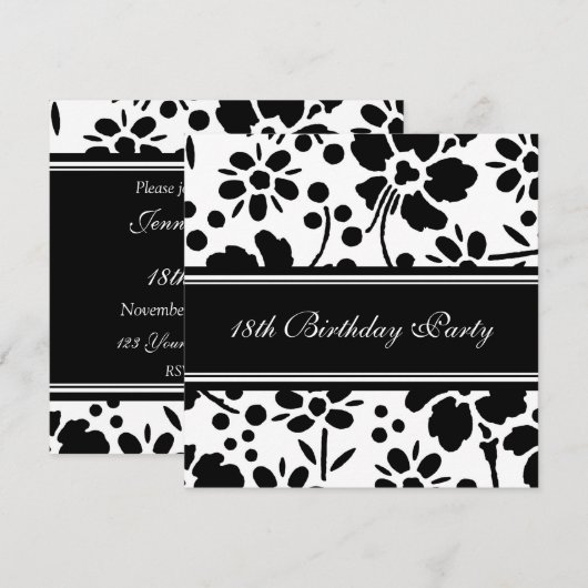 Floral 18e verjaardag kaart (Voorkant / Achterkant)