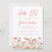 Floral 18e verjaardag van de roze Floral Kaart (Voorkant)