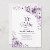 Floral 18e verjaardag van de roze Floral Kaart (Voorkant)