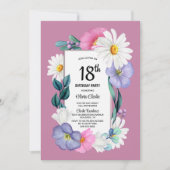 Floral 18e verjaardag van de roze Floral Kaart (Voorkant)