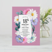 Floral 18e verjaardag van de roze Floral Kaart (Staand voorkant)