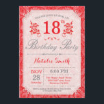 Floral 18th Birthday Invitation Red for Women Kaart<br><div class="desc">Floral 18th Birthday Invitation. Red Floral Flower Patten. Vrouwen,  dame,  meisje-dag. 13e 15e 16e 18e 21e 30e 40e 50e 60e 70e 90e 100e,  Alle leeftijden. Voor verdere aanpassing,  te klikken gelieve de knoop "van de Aanpassing het"en ons ontwerphulpmiddel te gebruiken om deze sjabloon te wijzigen.</div>