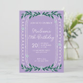 Floral 19th Birthday Invitation Lilac Coquette Kaart (Staand voorkant)