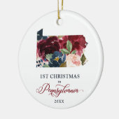Floral 1 Kerstmis in Pennsylvania gepersonaliseerd Keramisch Ornament (Links)