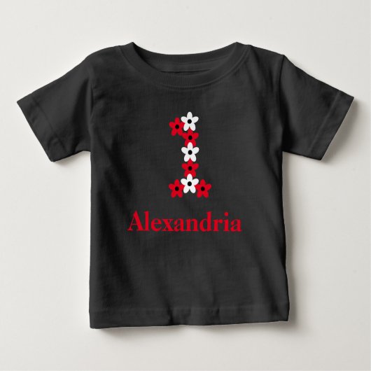 Floral 1e verjaardag Baby T-Shirt (Voorkant)