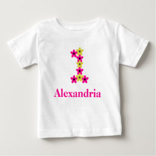 Floral 1e verjaardag Baby T-Shirt