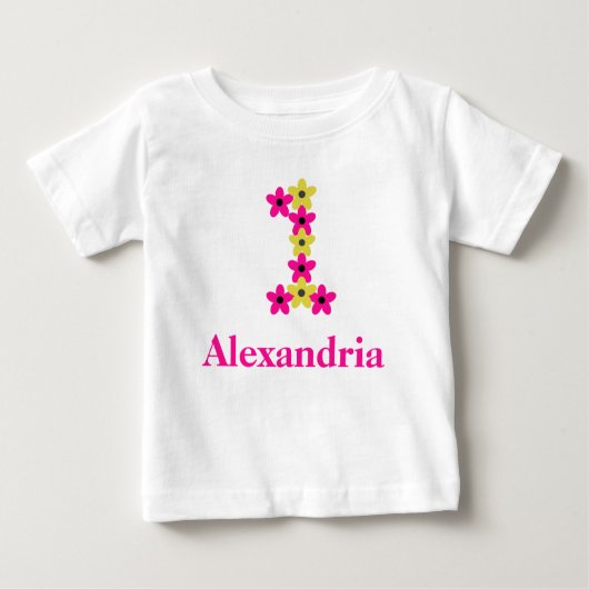 Floral 1e verjaardag Baby T-Shirt (Voorkant)