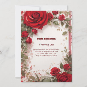 Floral 1e verjaardag Uitnodiging