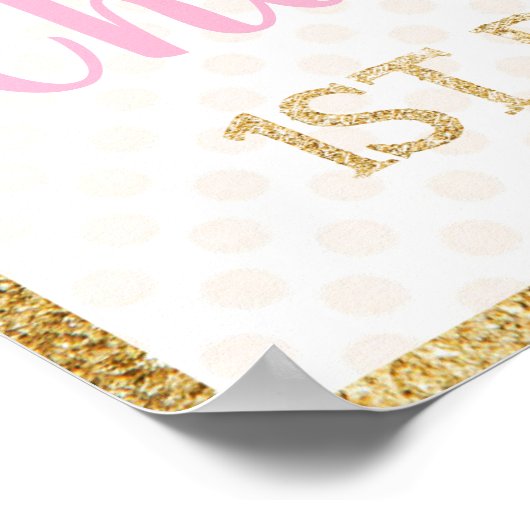 Floral 1st Birthday Ballerina Welkomstteken Poster (Hoek)