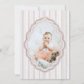 Floral 1st Birthday Bow Photo Invitation Kaart (Achterkant)