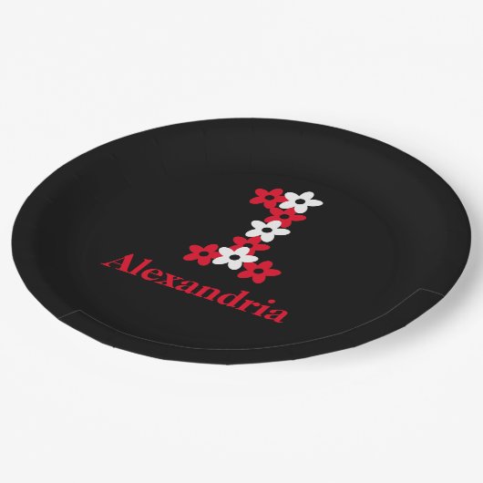 Floral 1ste verjaardag papieren bordje (Gekanteld)