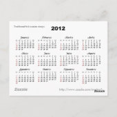 Floral 2012 Pocket Calendar Briefkaart (Achterkant)