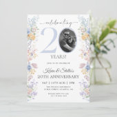Floral 20e Jubileum met foto Kaart (Staand voorkant)