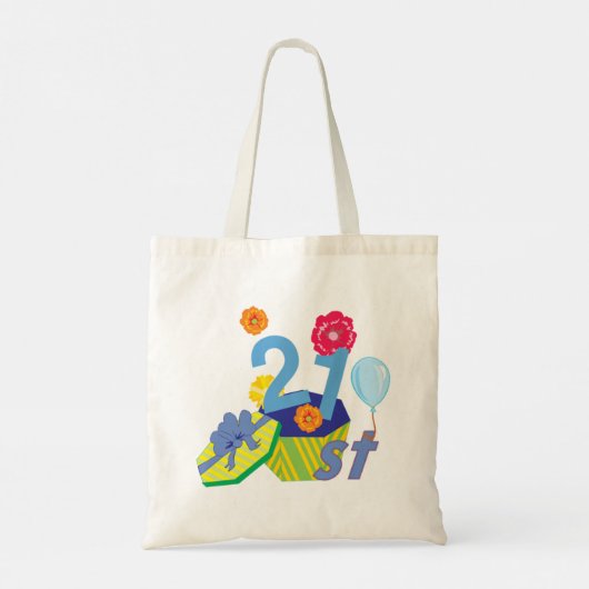 Floral 21e Verjaardag Canvas tas (Achterkant)