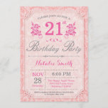 Floral 21st Birthday Invitation Pink for Women Kaart<br><div class="desc">Floral 21st Birthday Invitation. Roze bloem. Vrouwen,  dame,  meisje-dag. 13e 15e 16e 18e 21e 30e 40e 50e 60e 70e 90e 100e,  Alle leeftijden. Voor verdere aanpassing,  te klikken gelieve de knoop "van de Aanpassing het"en ons ontwerphulpmiddel te gebruiken om deze sjabloon te wijzigen.</div>